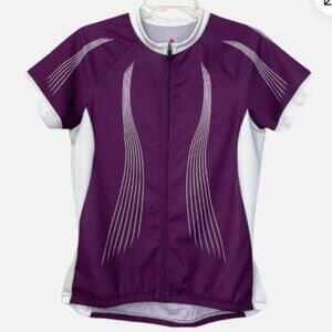 SPECIALIZED SIZE LARGE WOMENS FULL ZIP CYCLING JERSEY PURPLE BURGUNDY